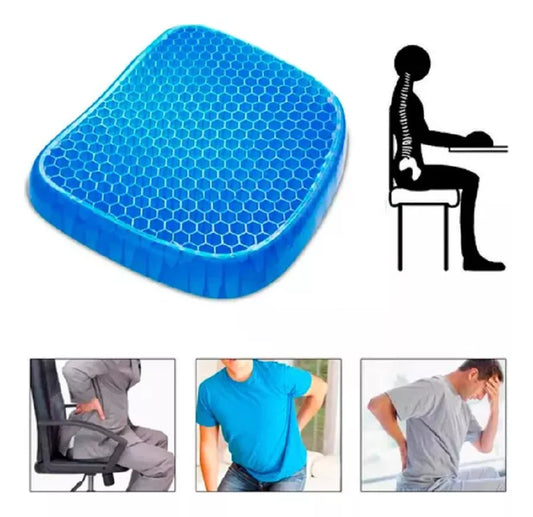 COJIN DE GEL AZUL- CONFORT ERGONOMICO Y ALIVIO LUMBAR